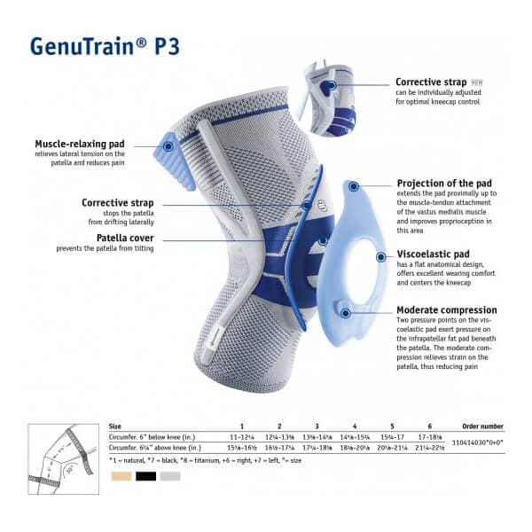 Bauerfeind Genutrain P3 Knæstøtte M/Skinne Titan
