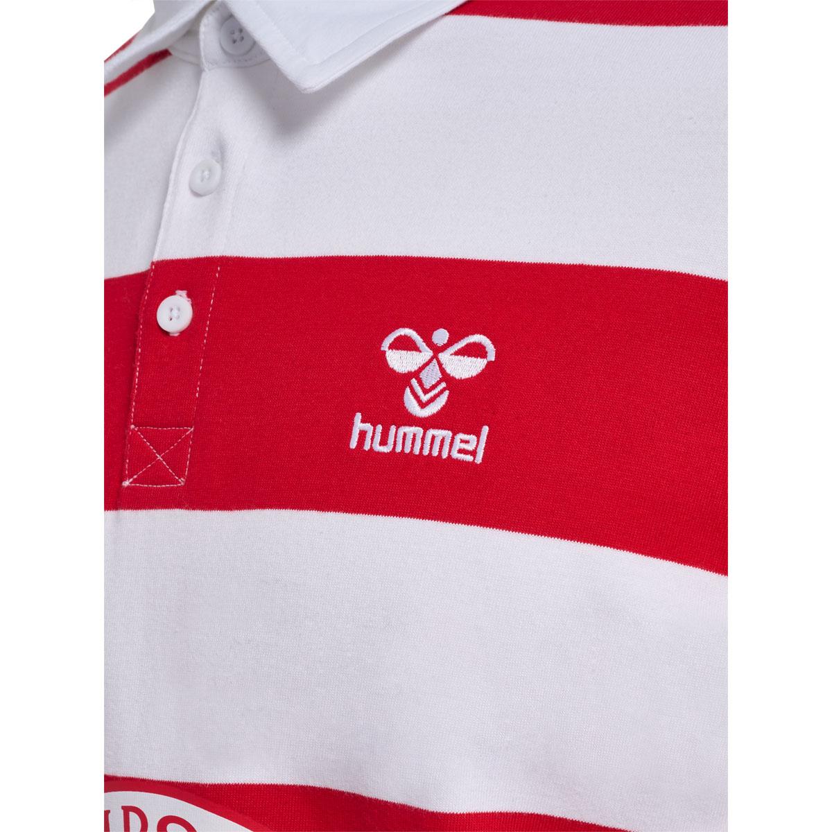 DBU Fan 24 Rugby Striped Trøje TANGO RED/WHITE