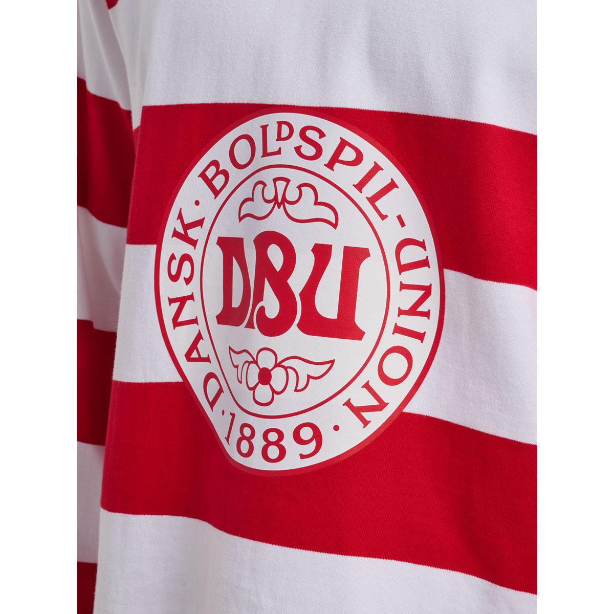 DBU Fan 24 Rugby Striped Trøje TANGO RED/WHITE