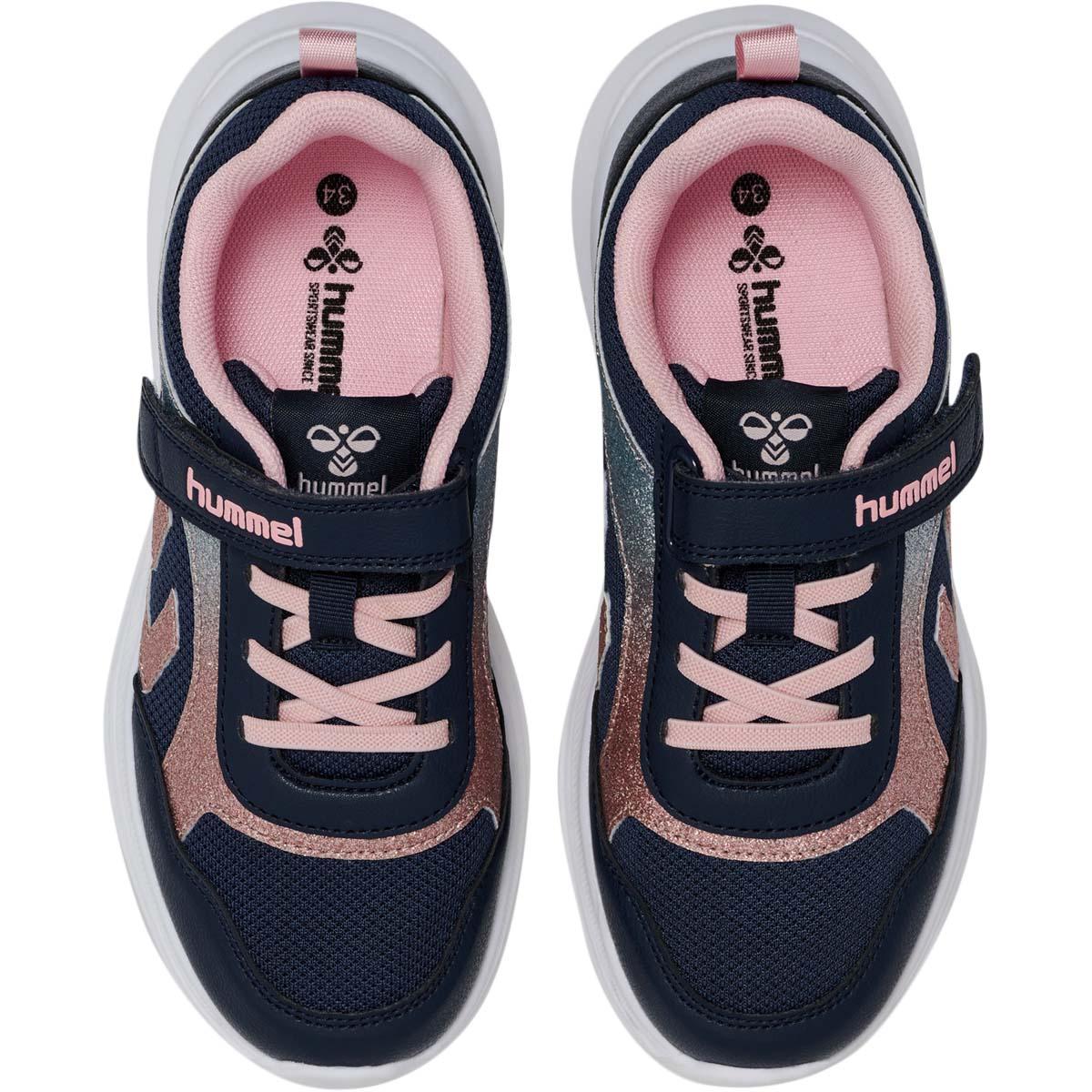 hummel Glow Velcro Sneakers M/Lys Børn BLACK IRIS/PINK