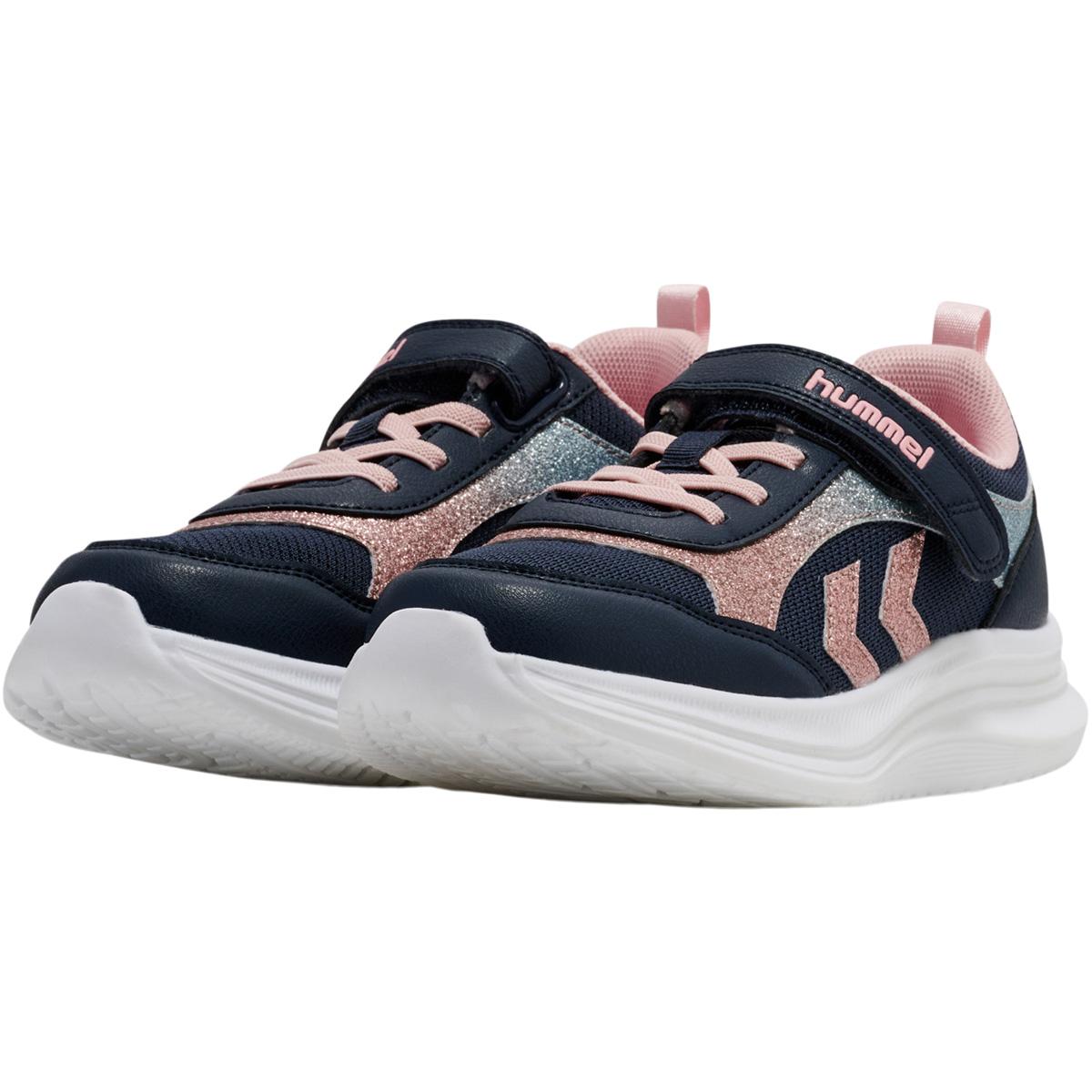 hummel Glow Velcro Sneakers M/Lys Børn BLACK IRIS/PINK