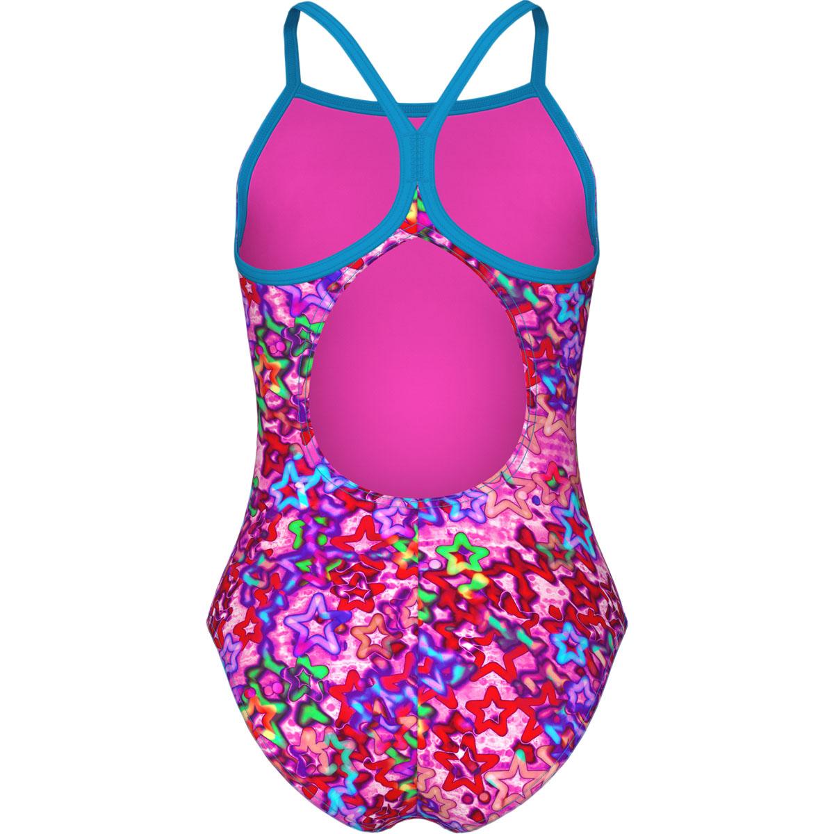 Arena Stars Light Drop Back Badedragt Børn PINK MULTI-TURQUOISE