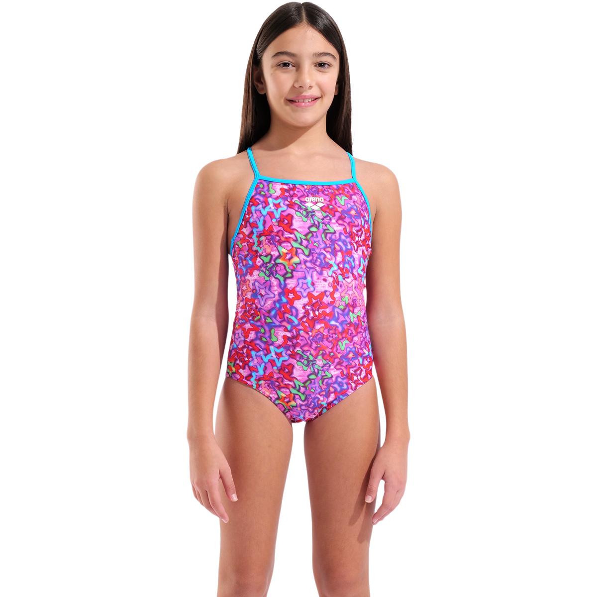 Arena Stars Light Drop Back Badedragt Børn PINK MULTI-TURQUOISE