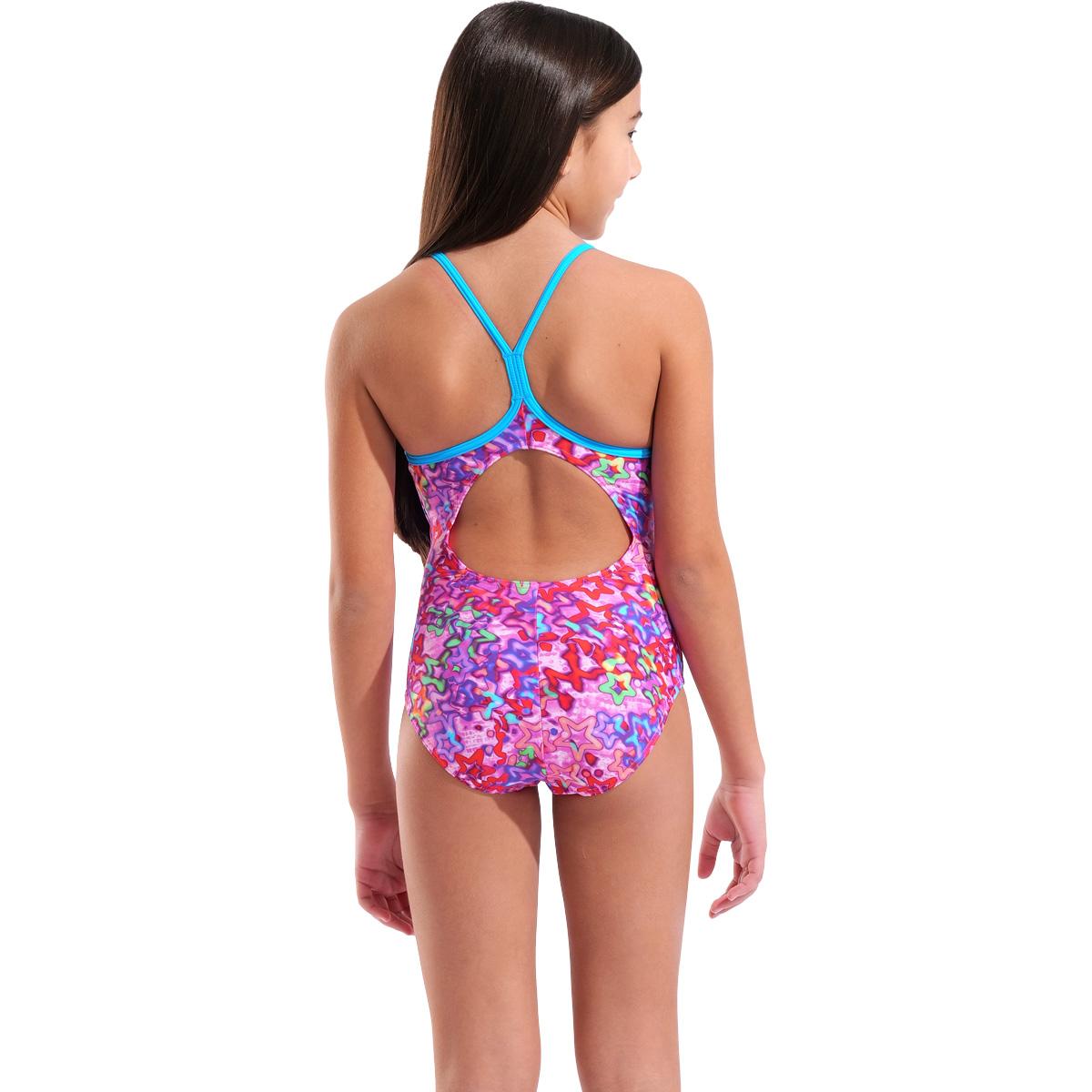 Arena Stars Light Drop Back Badedragt Børn PINK MULTI-TURQUOISE