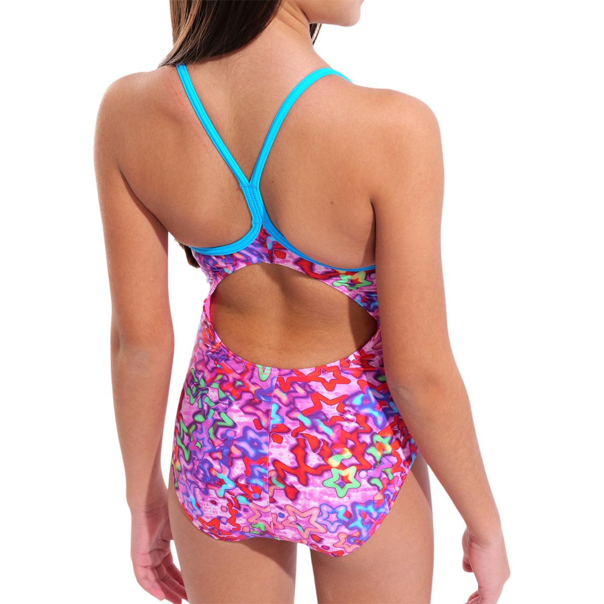 Arena Stars Light Drop Back Badedragt Børn PINK MULTI-TURQUOISE