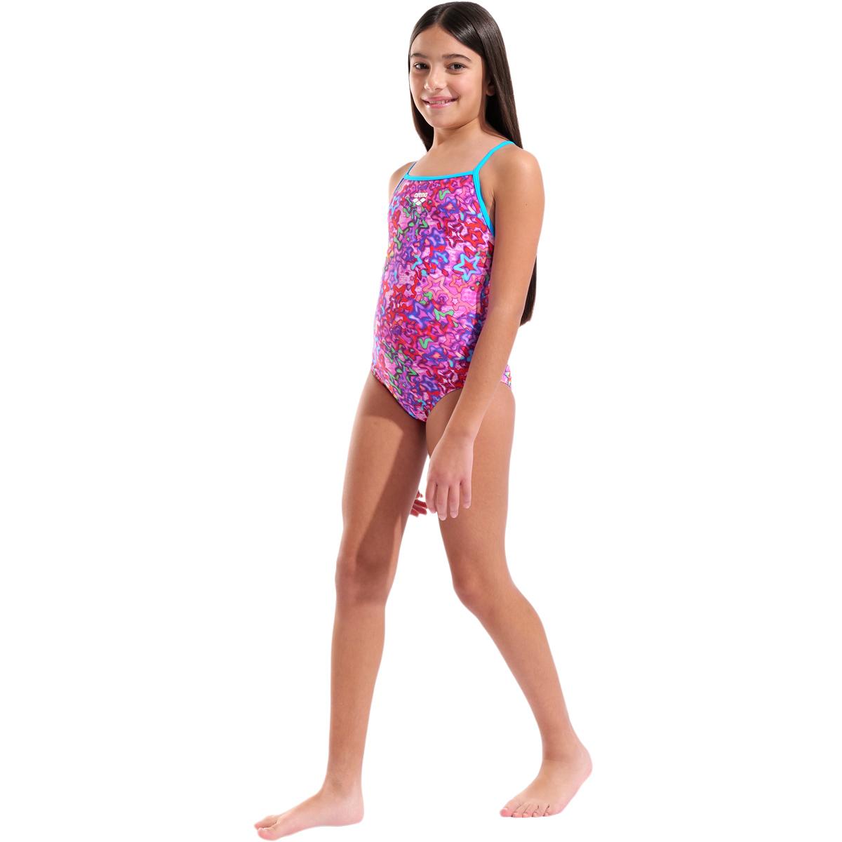 Arena Stars Light Drop Back Badedragt Børn PINK MULTI-TURQUOISE