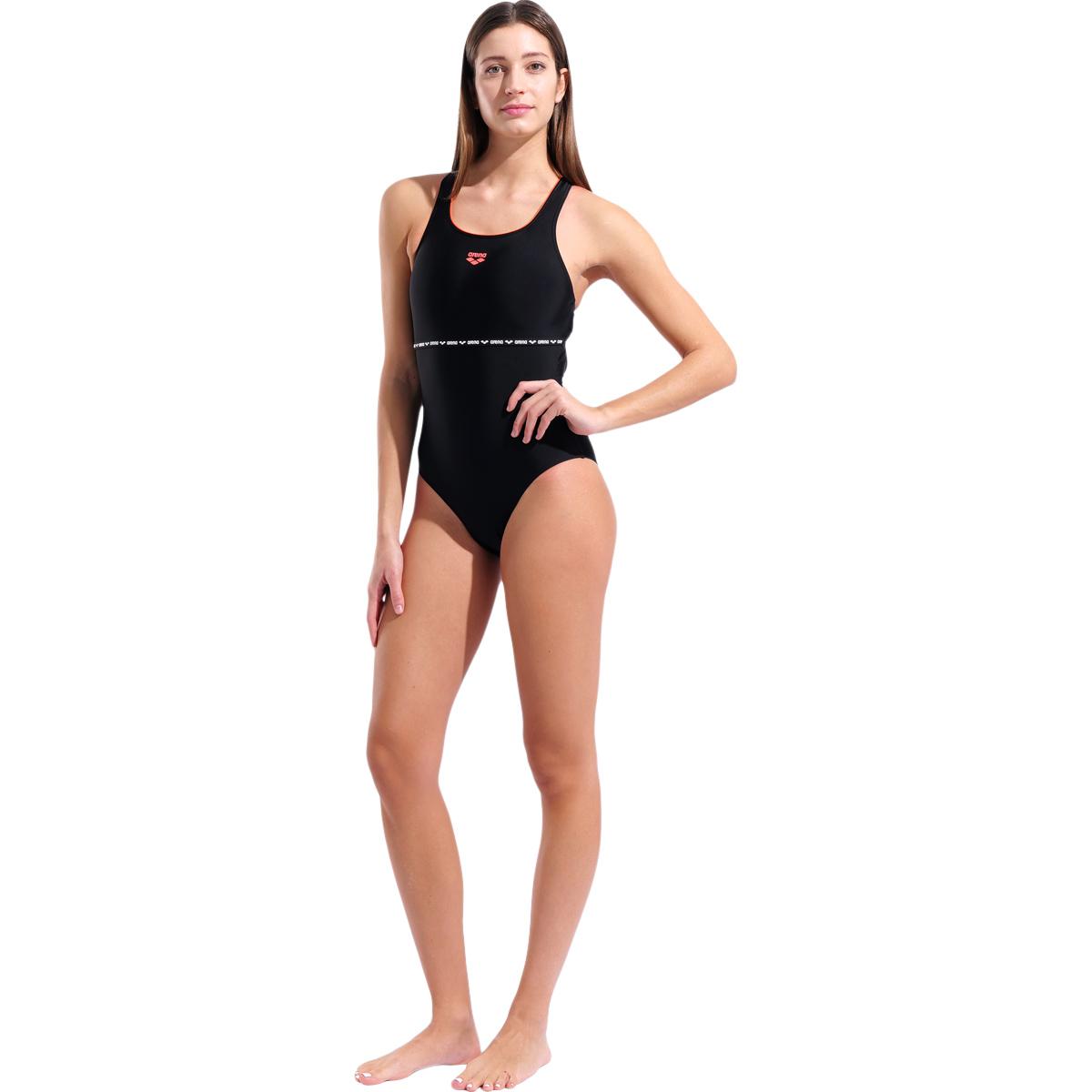 Arena Elastic Pro Back Badedrakt Dame BLACK-CALYPSO CORAL