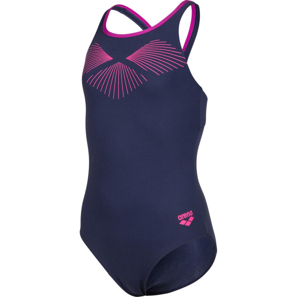 Arena Bay Pro Back Badedragt Børn NAVY-VERY FUCHSIA