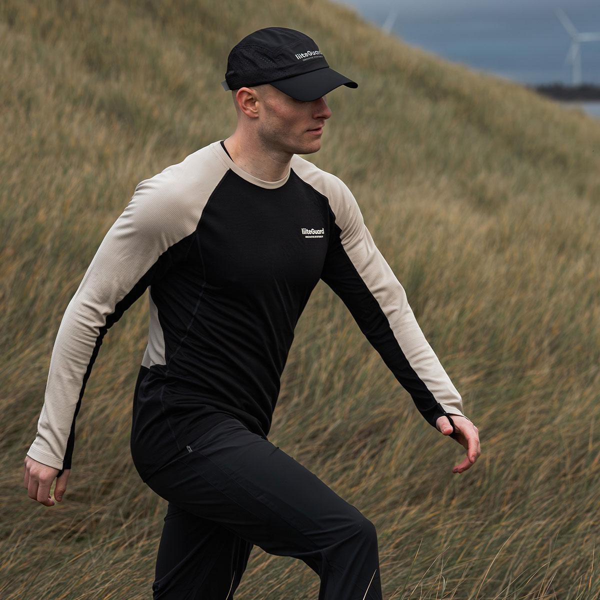 liiteGuard Hybrid Merino Baselayer Løbetrøje Herre Black/sand