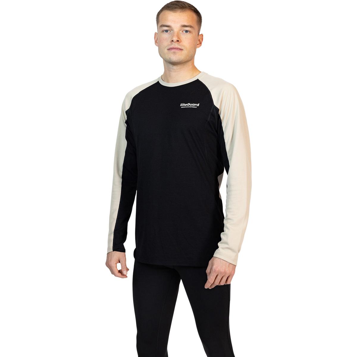 liiteGuard Hybrid Merino Baselayer Løbetrøje Herre Black/sand