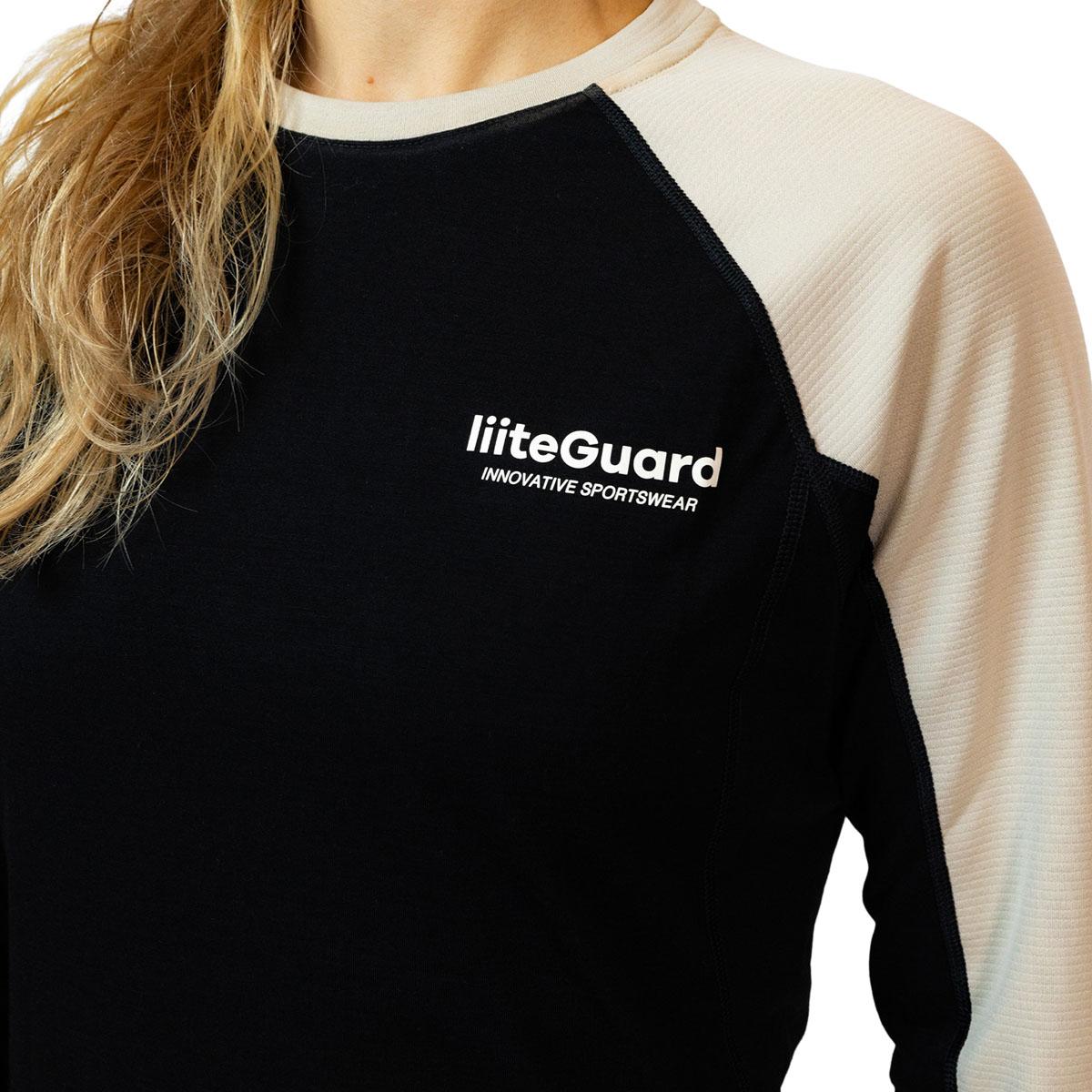 liiteGuard Hybrid Merino Baselayer Løbetrøje Dame Black/sand