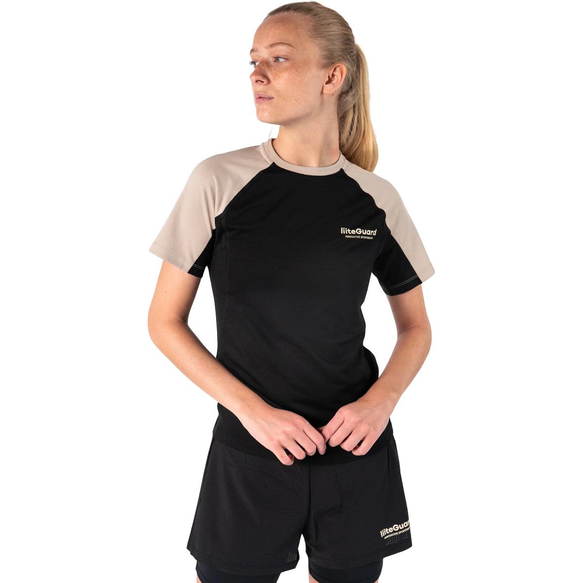 liiteGuard Merino Hybrid Løbe T-shirt Dame Black/Sand