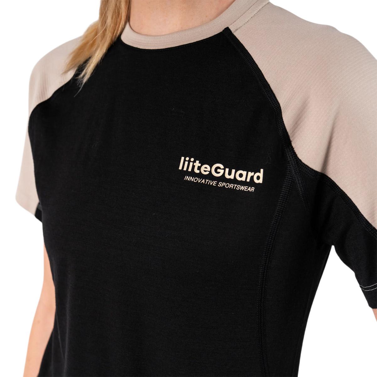 liiteGuard Merino Hybrid Løbe T-shirt Dame Black/Sand