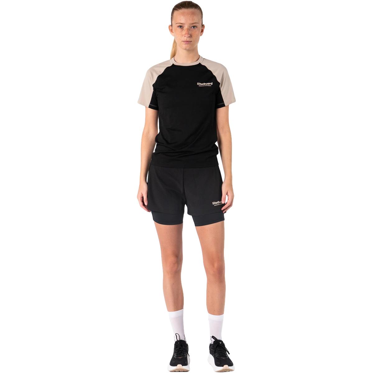 liiteGuard Merino Hybrid Løbe T-shirt Dame Black/Sand