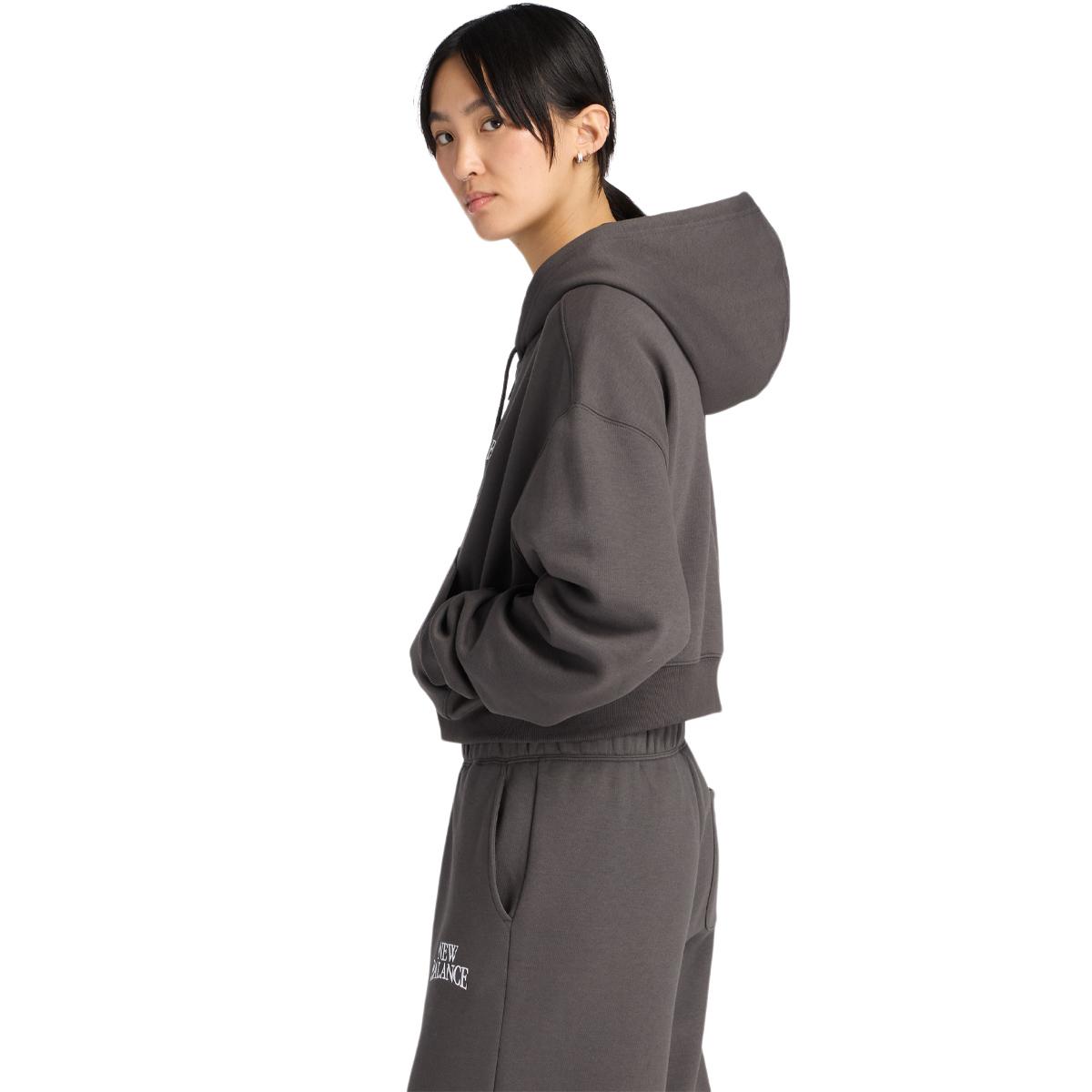 New Balance Linear Heritage Fleece Full Zip Hættetrøje Dame Charcoal