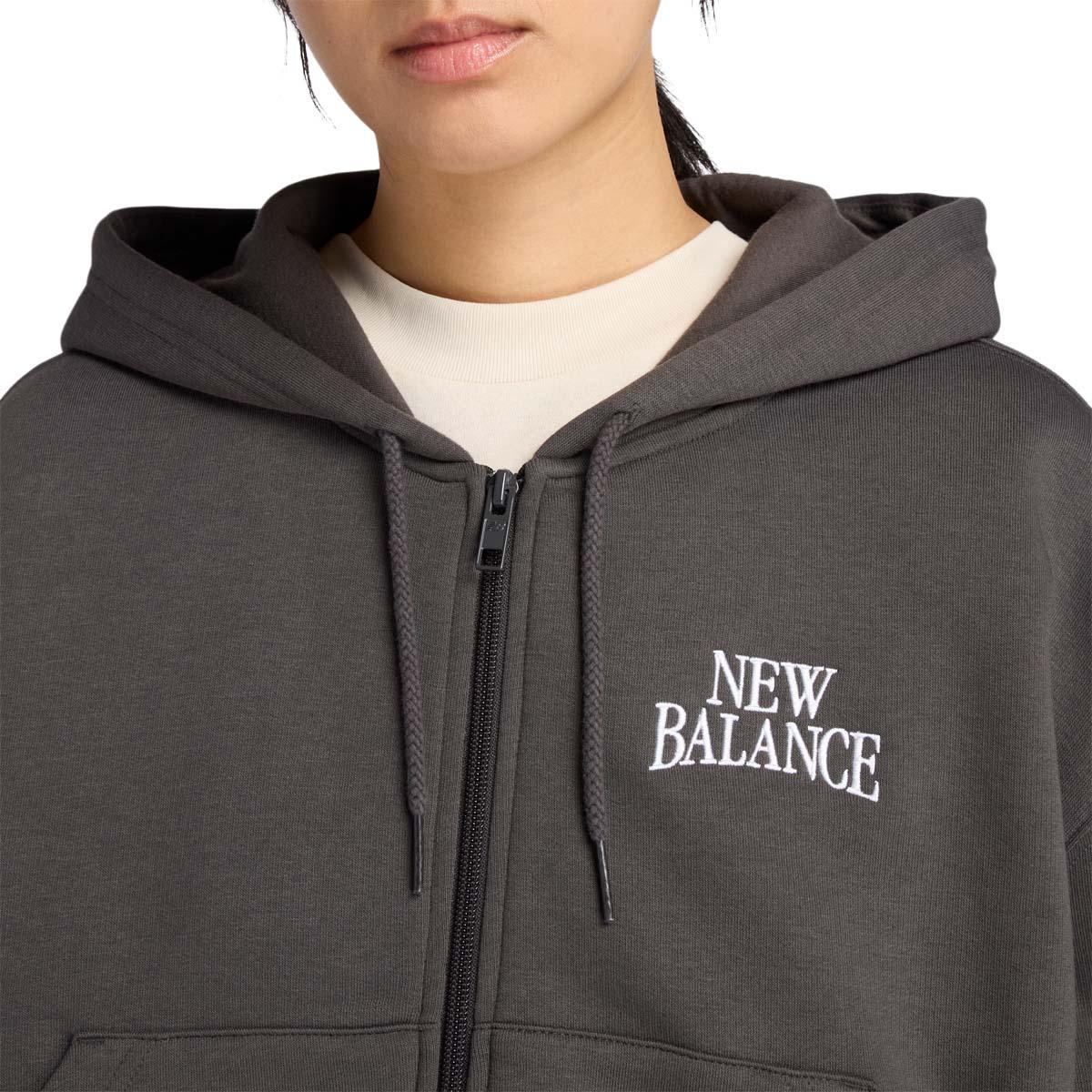 New Balance Linear Heritage Fleece Full Zip Hættetrøje Dame Charcoal