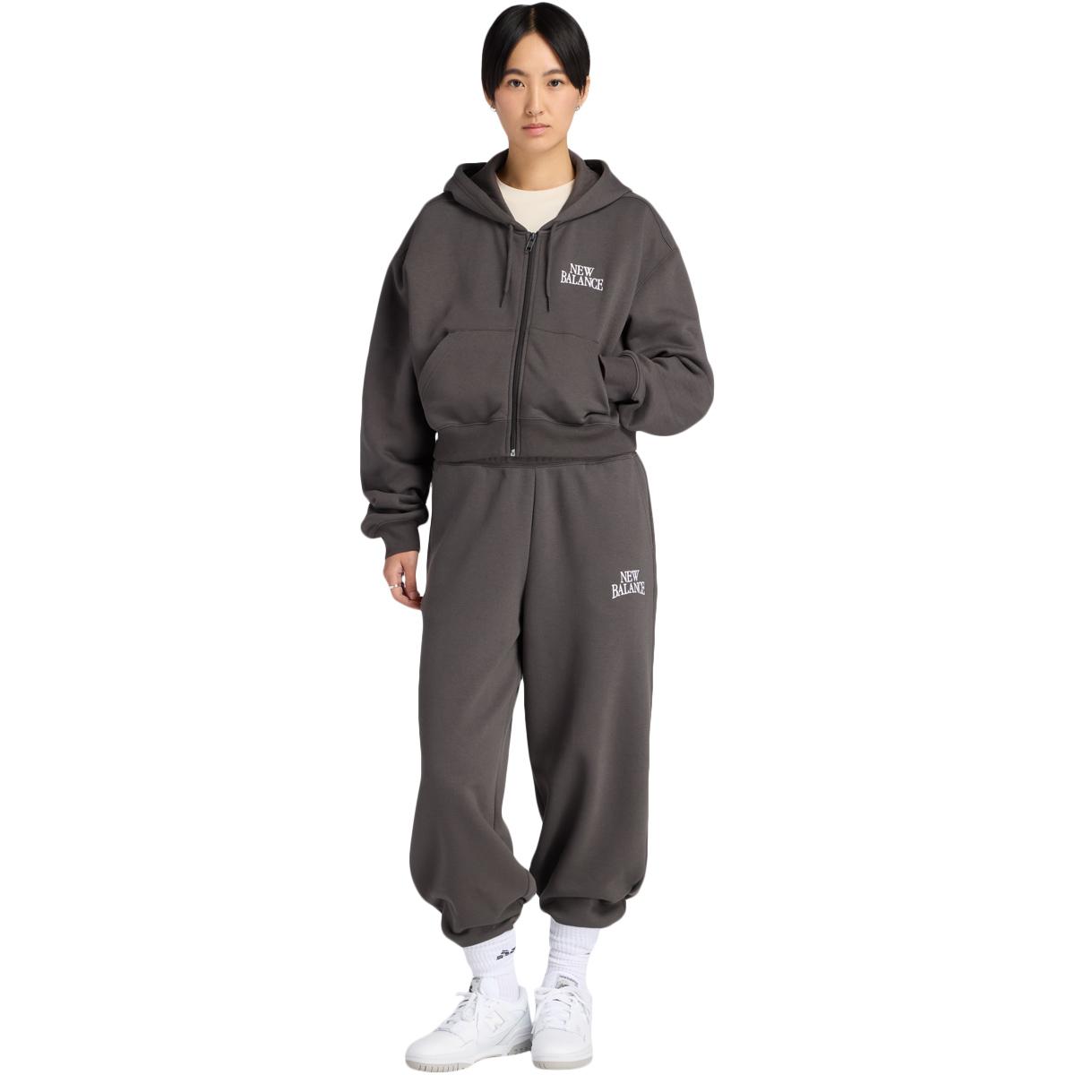 New Balance Linear Heritage Fleece Full Zip Hættetrøje Dame Charcoal