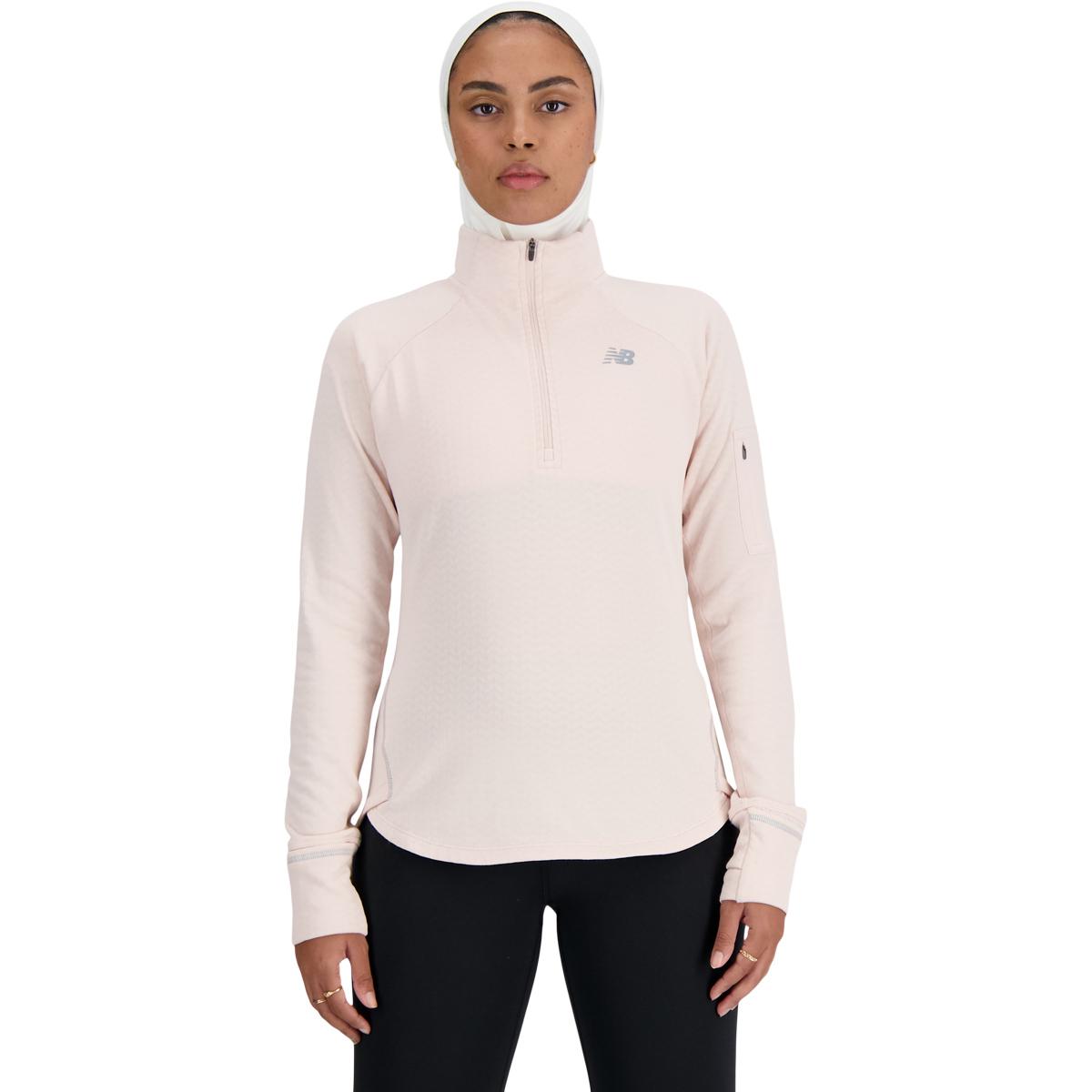 New Balance Heat Grid Half Zip Midlayer Løbetrøje Dame QUARTZ PINK HEATHER