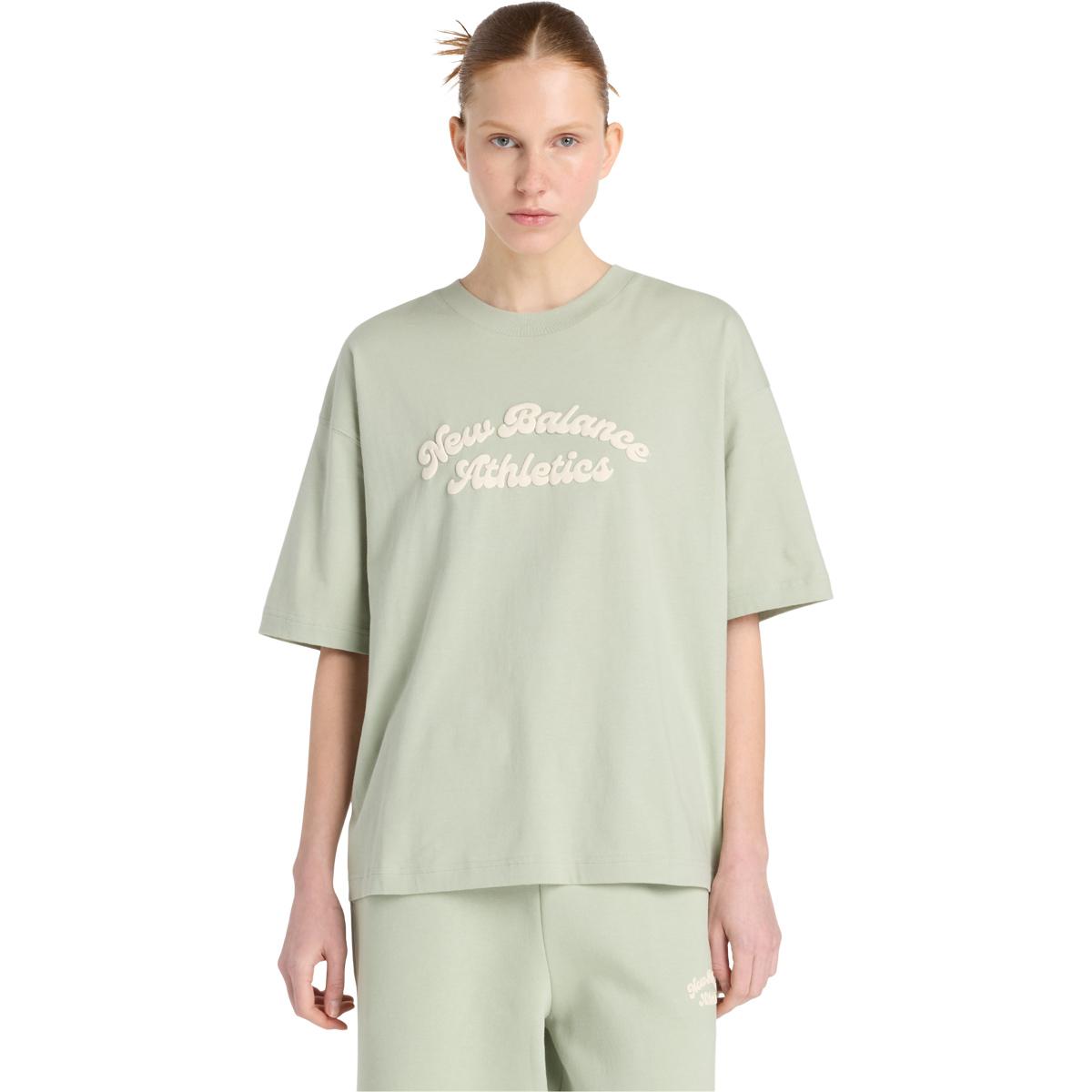 New Balance Linear Heritage Oversized T-shirt Dame Green