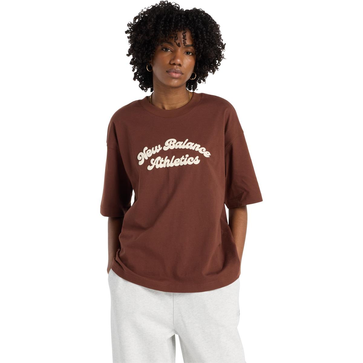 New Balance Linear Heritage Oversized T-shirt Dame Brown