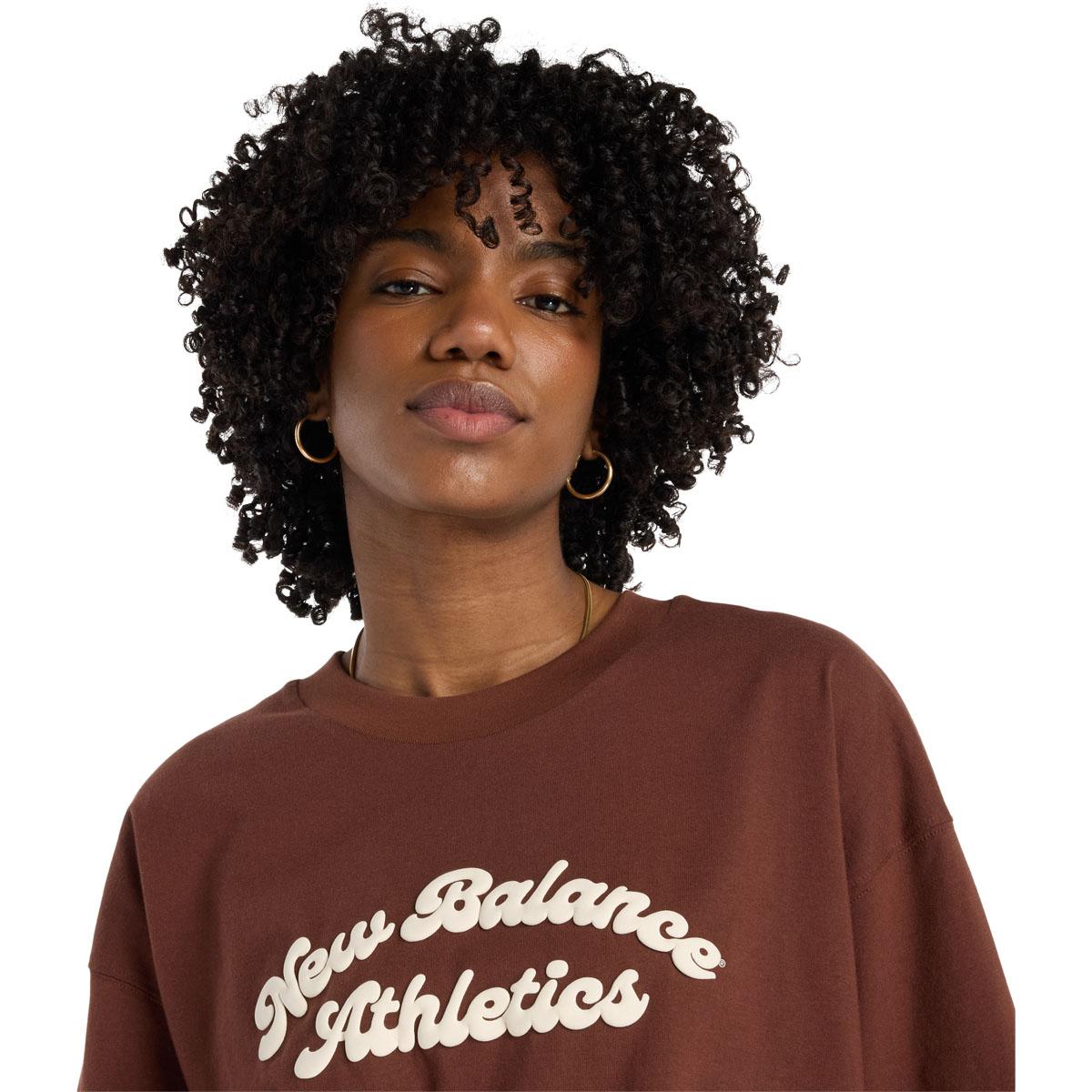 New Balance Linear Heritage Oversized T-shirt Dame Brown