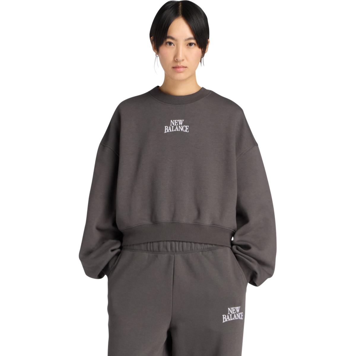 New Balance Linear Heritage Crew Sweatshirt Dame Grey