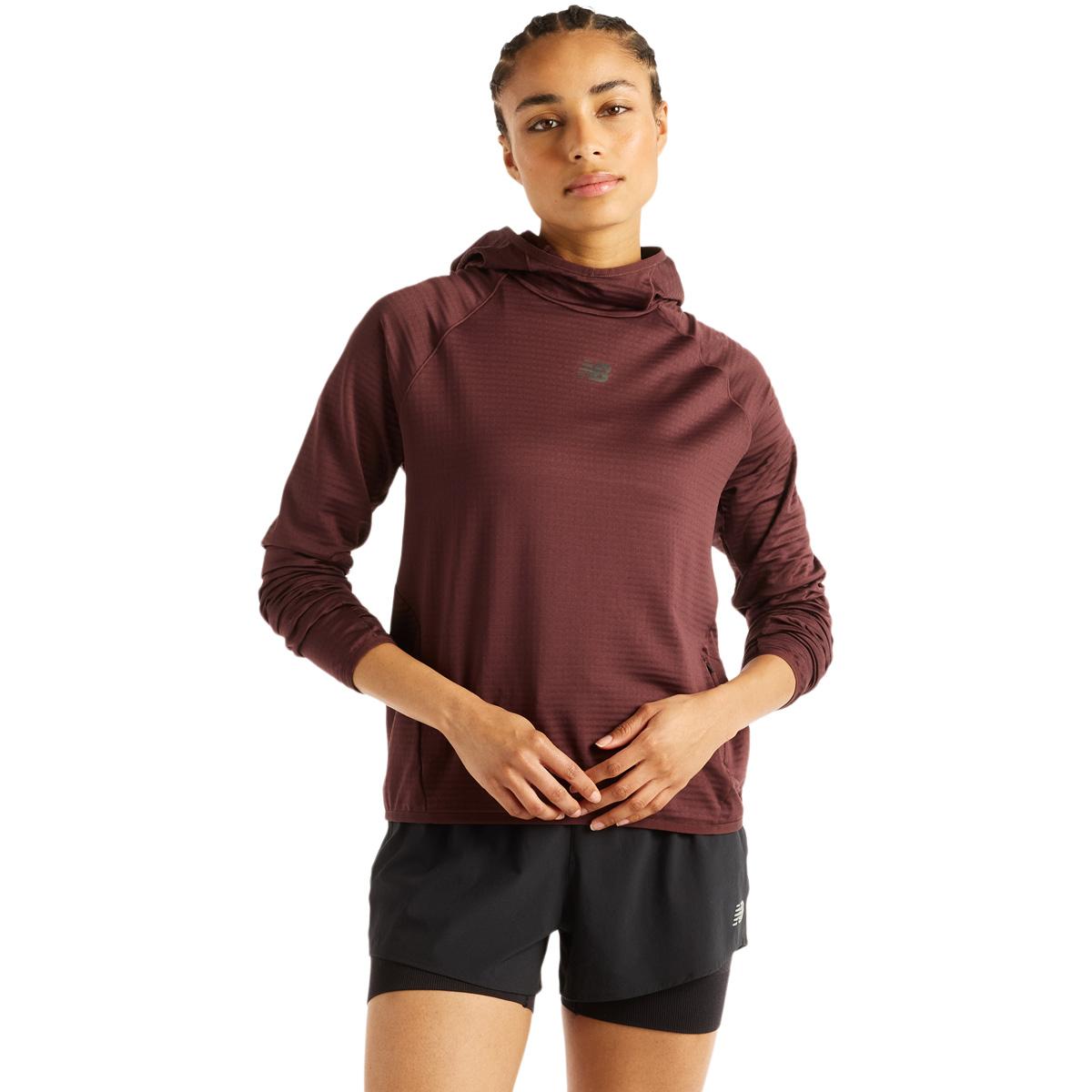New Balance RC Essential Heat Grid Hoodie Løbetrøje Dame CHERRY LEATHER