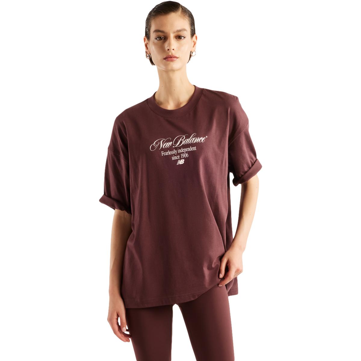 New Balance Pressed Flowers Memories Oversized T-shirt Dame CHERRY LEATHER
