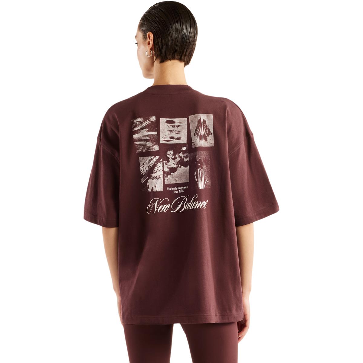 New Balance Pressed Flowers Memories Oversized T-shirt Dame CHERRY LEATHER