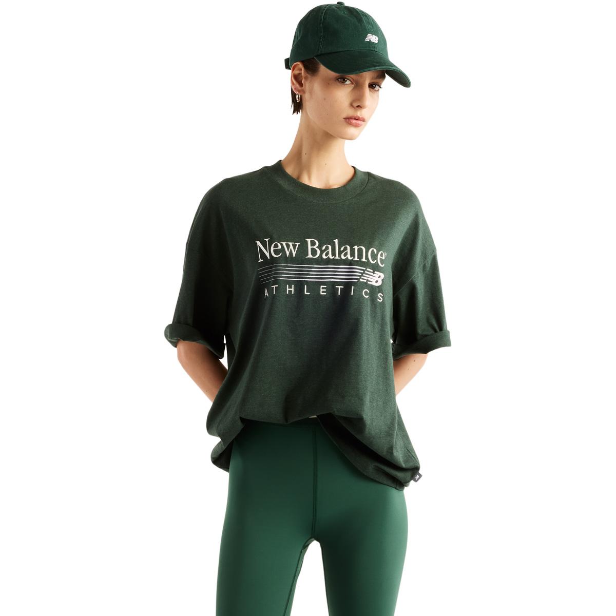 New Balance Trackside Oversized T-skjorte Dame NORDIC GREEN HEATHER