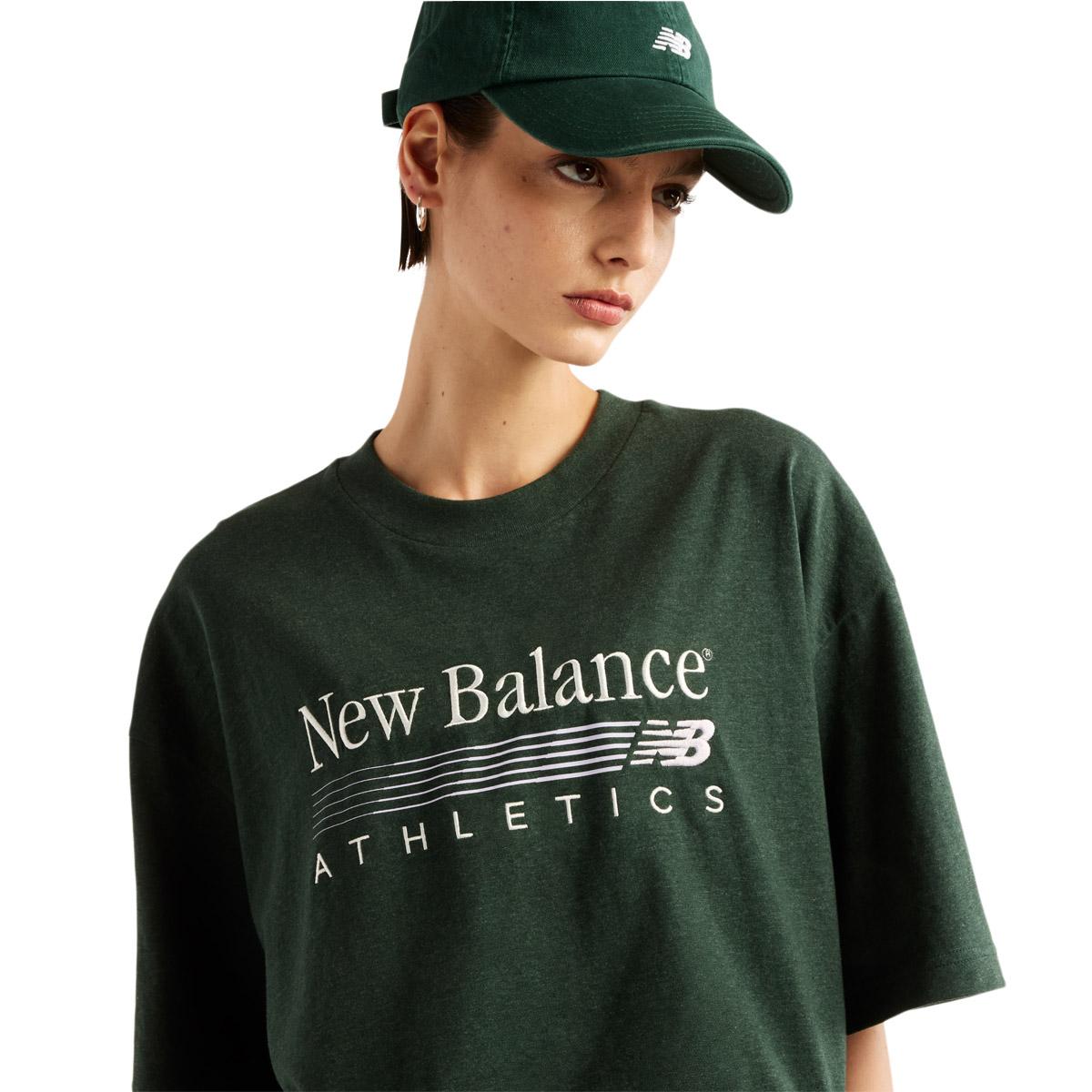 New Balance Trackside Oversized T-skjorte Dame NORDIC GREEN HEATHER