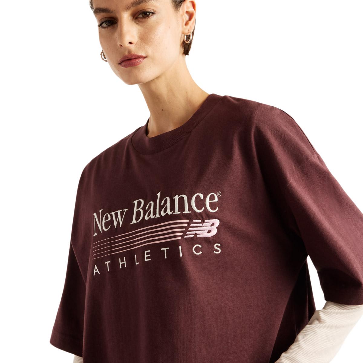 New Balance Trackside Oversized T-skjorte Dame CHERRY LEATHER