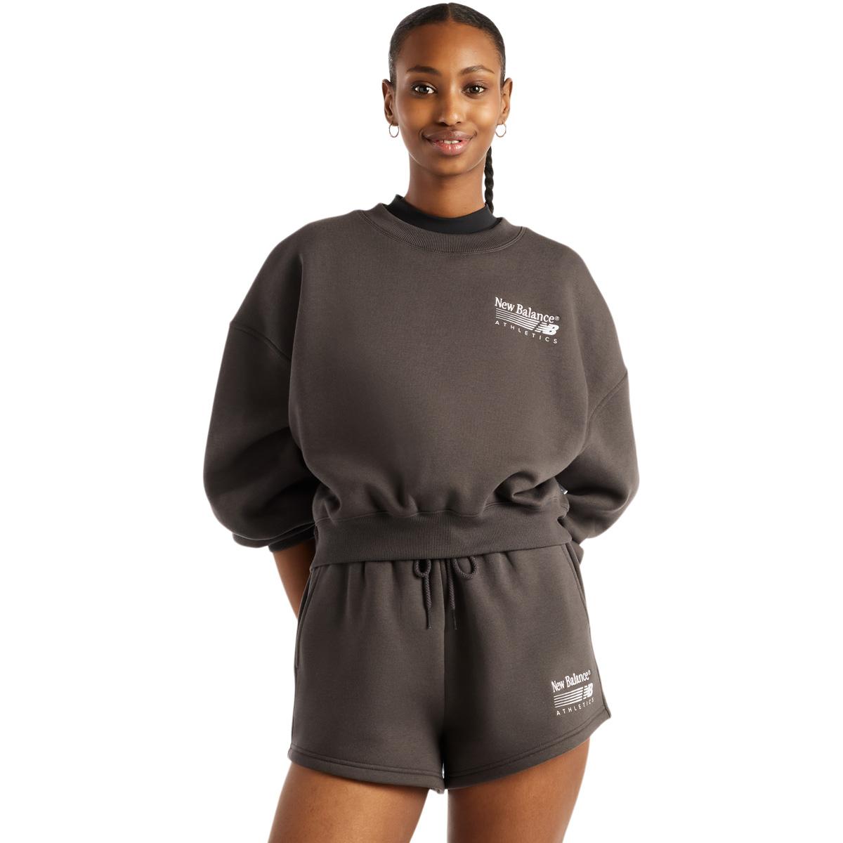 New Balance Trackside Crew Sweatshirt Dame BLACK CEMENT