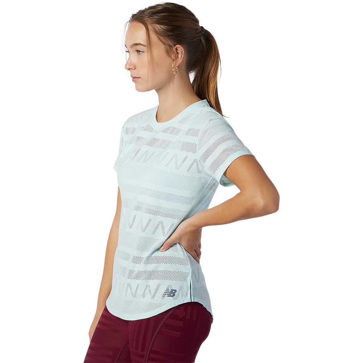 New Balance Q Speed Jacquard Løbe T-shirt Dame PALE BLUE CHILL