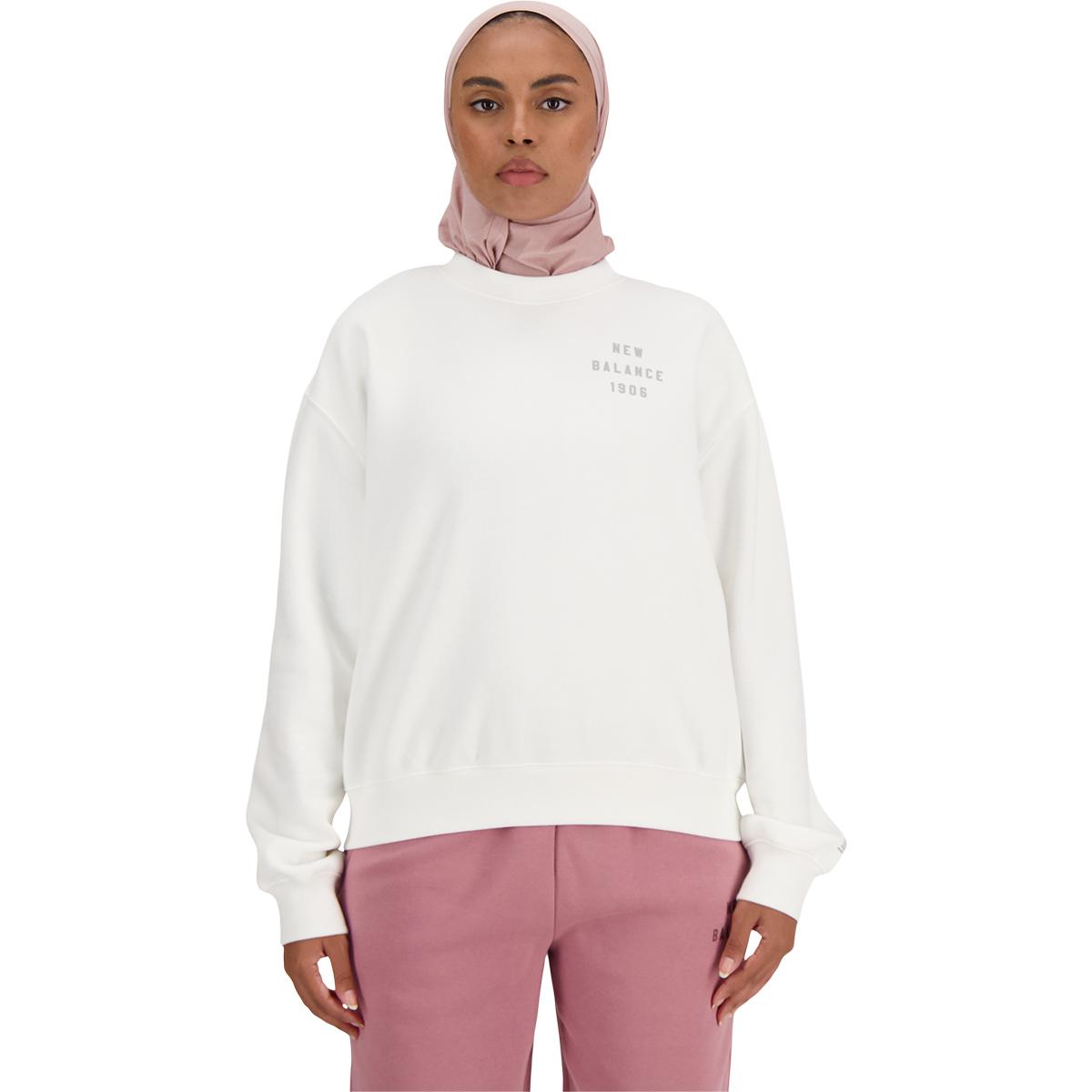 New Balance Iconic Collegiate Crew Sweatshirt Dame White