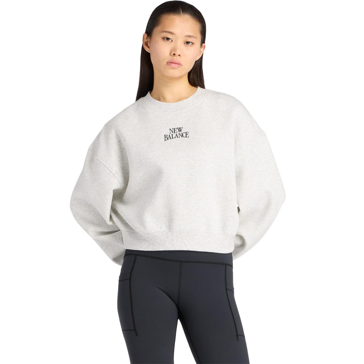 New Balance Linear Heritage Crew Sweatshirt Dame Grey