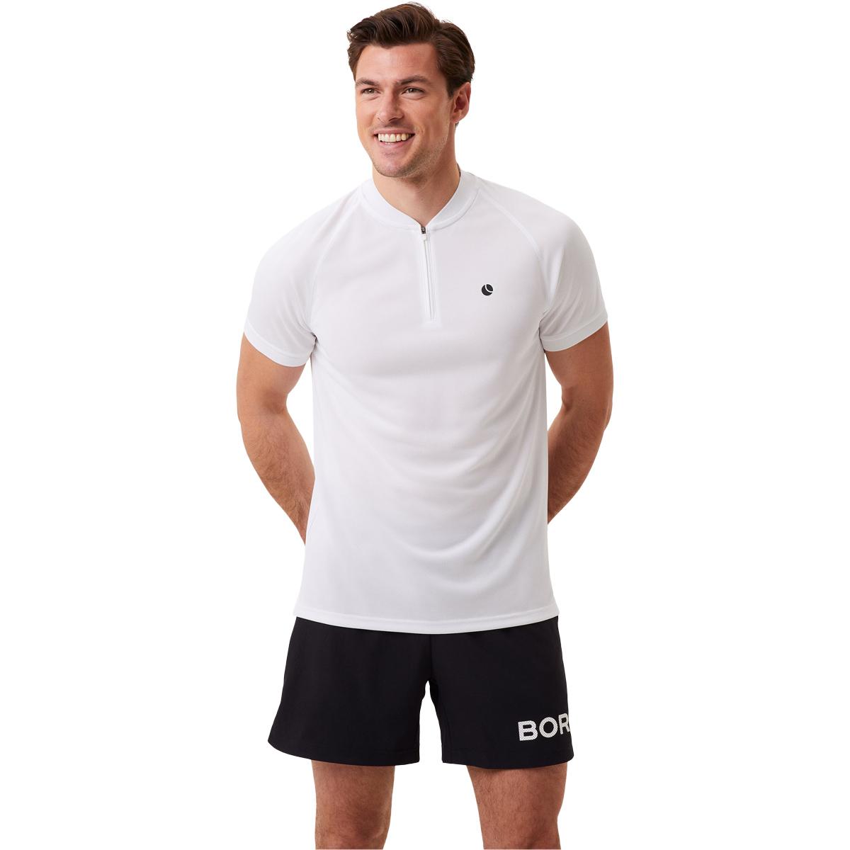 Björn Borg Ace Performance Zip Tennis Polo T-skjorte Herre BRILLIANT WHITE