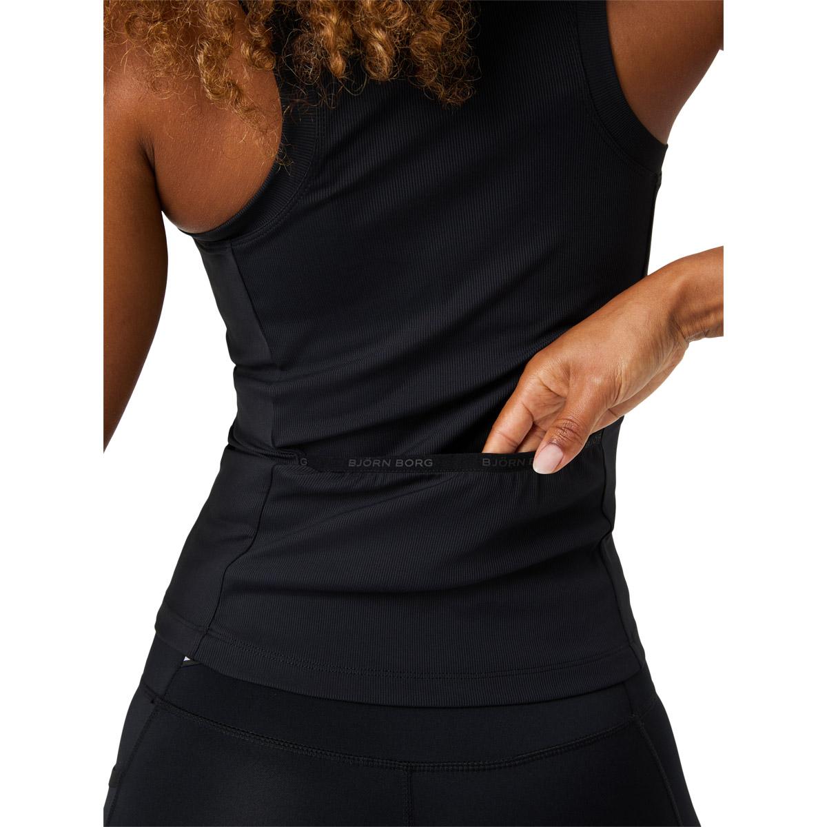 Björn Borg Ace Pocket Ribbed Tennistopp Dame Black Beauty