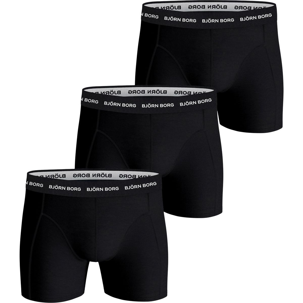 Björn Borg 3-Pack Cotton Stretch Boxershorts Herre Black