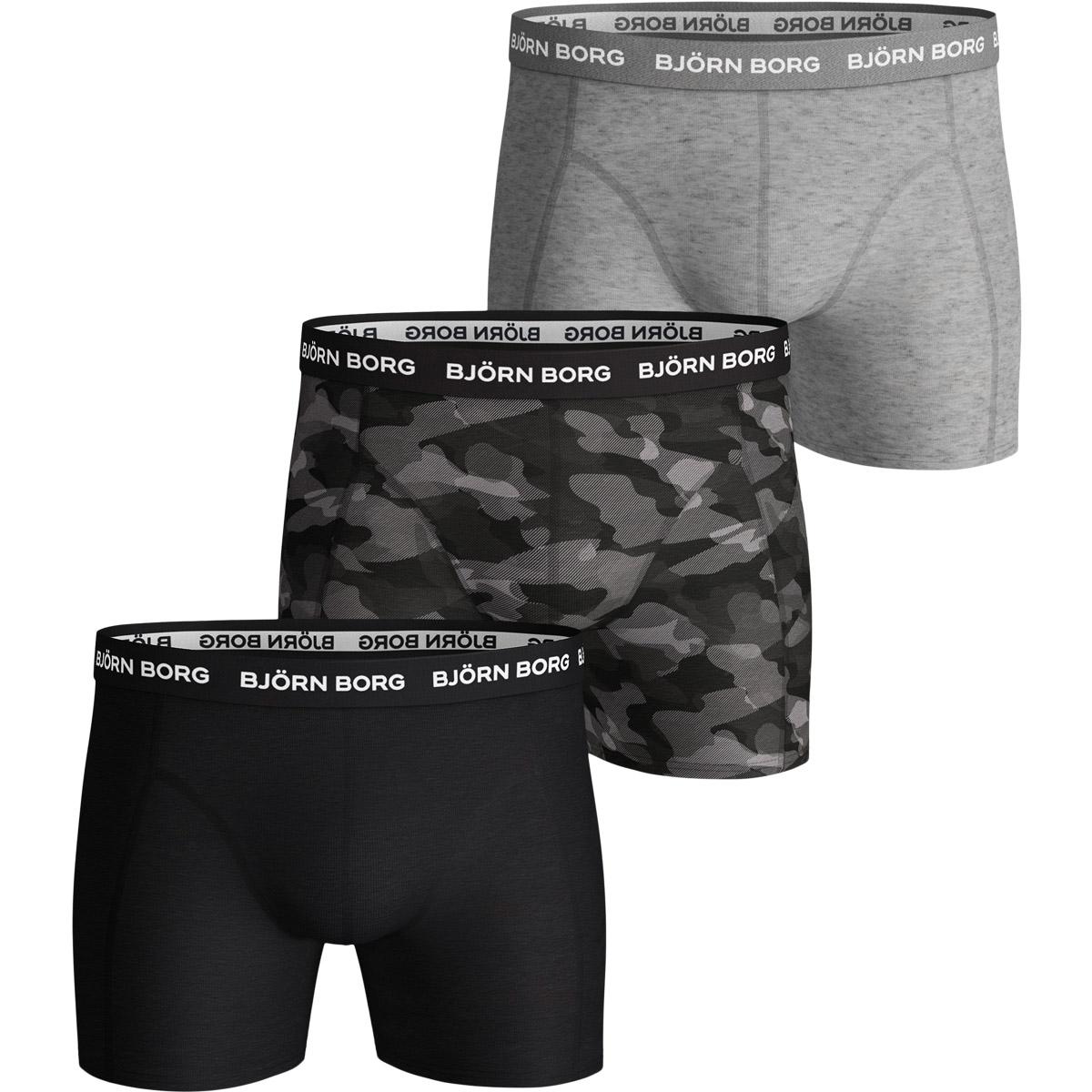 Björn Borg 3-Pack Cotton Stretch Boxershorts Herre Grey/Black