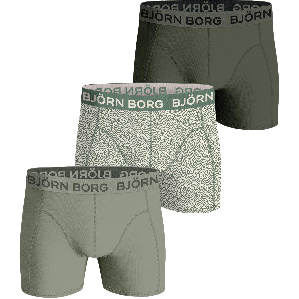 Björn Borg 3-Pack Cotton Stretch Boxershorts Herre Green