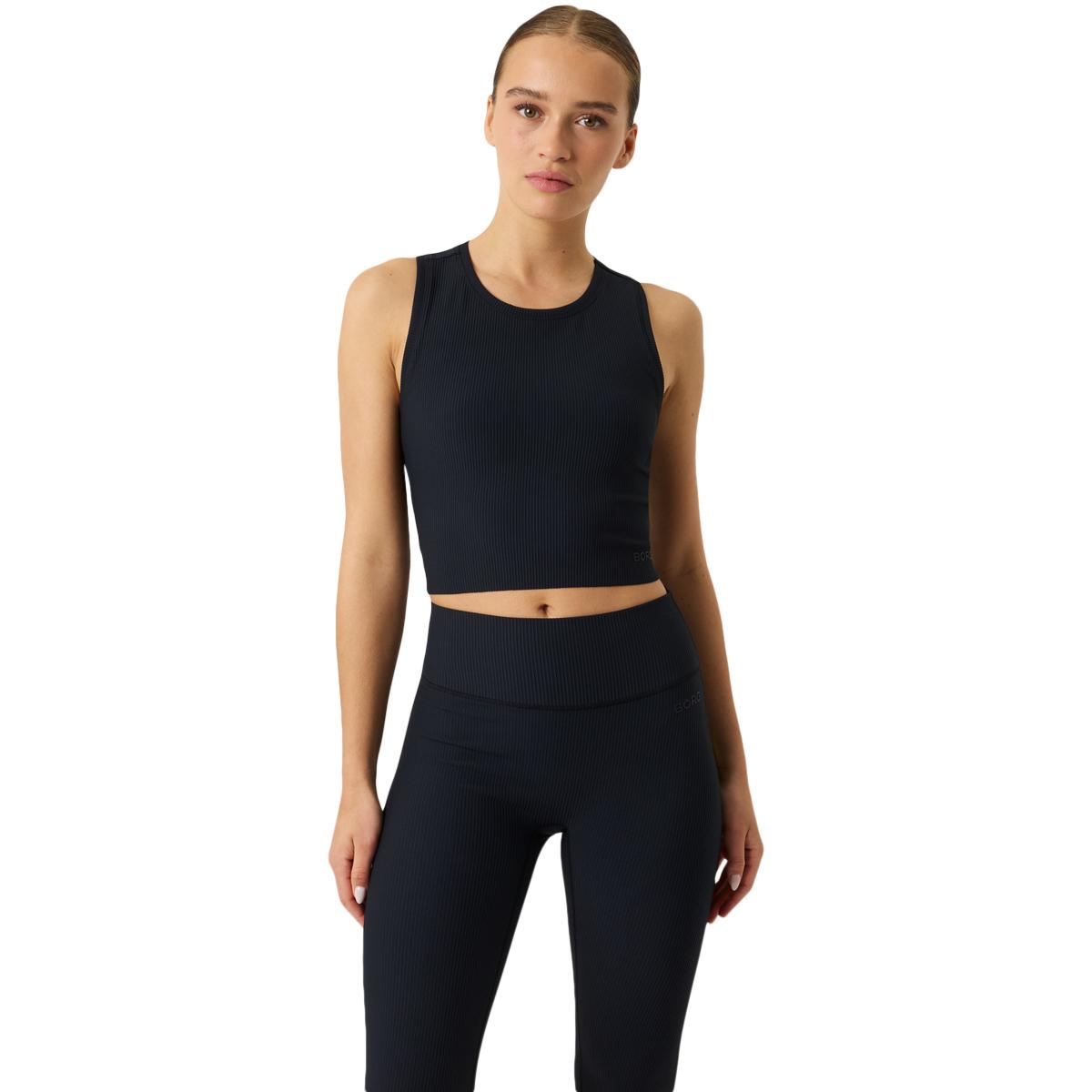 Björn Borg Studio Ribbed Crop Treningstopp Dame BLACK BEAUTY
