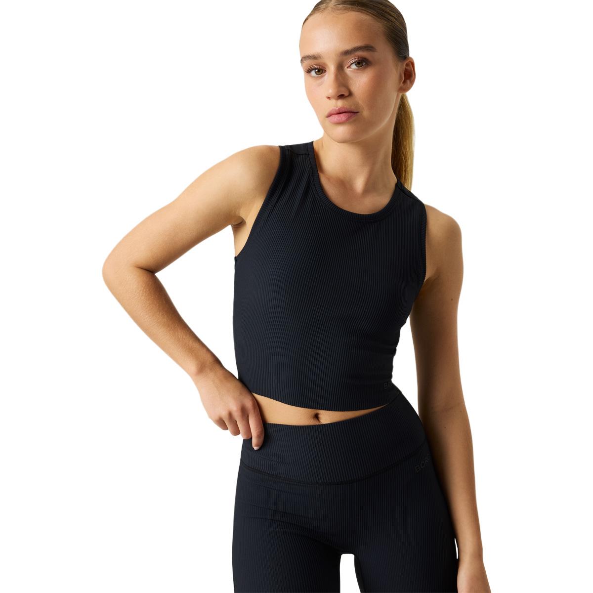 Björn Borg Studio Ribbed Crop Treningstopp Dame BLACK BEAUTY