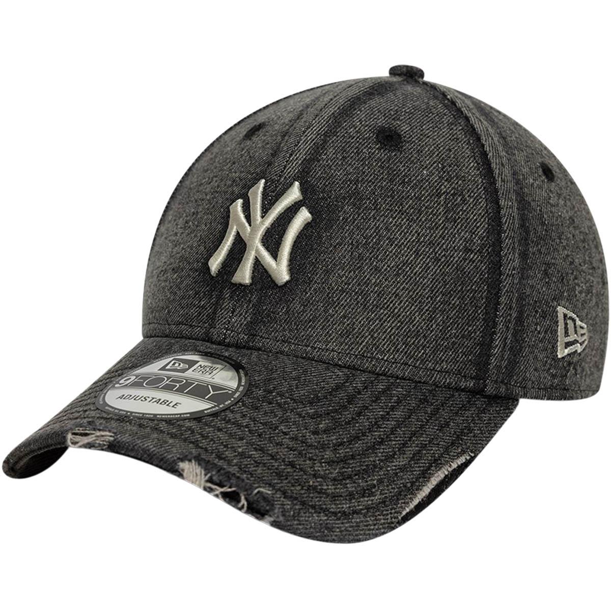 New Era 9FORTY Acid Wash Denim Strapback Cap Black