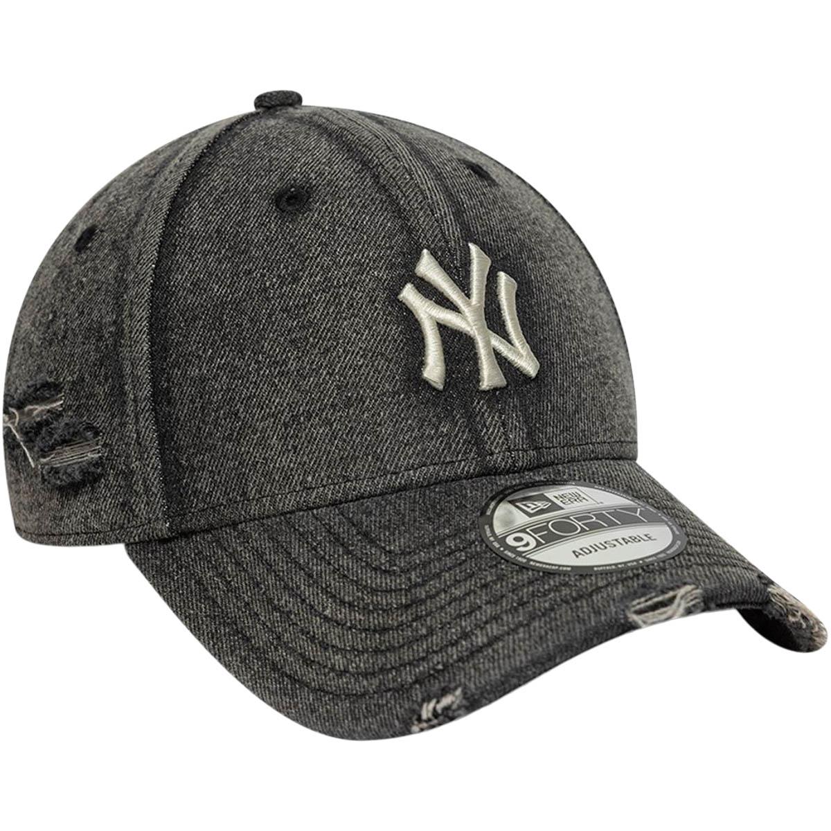 New Era 9FORTY Acid Wash Denim Strapback Cap Black