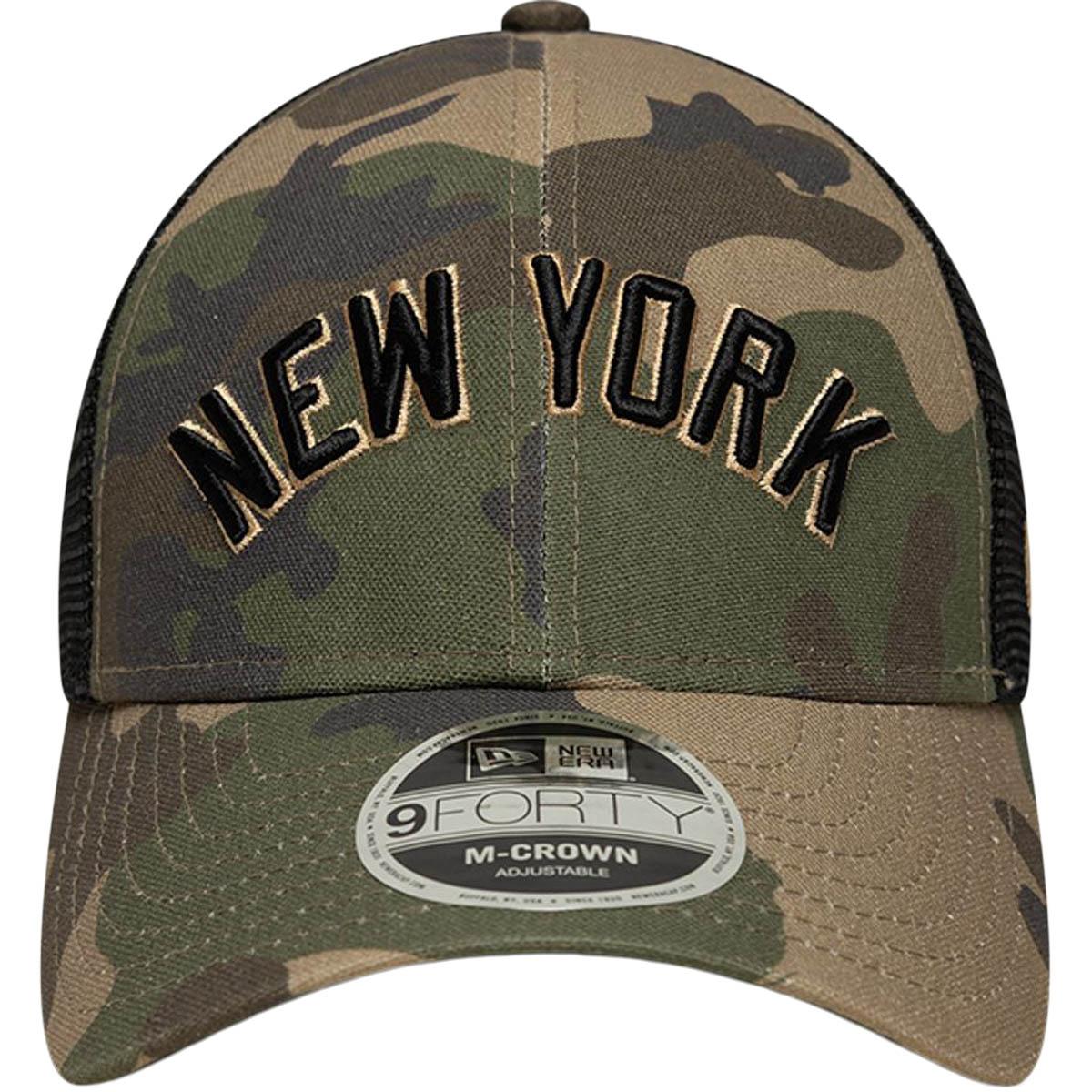 New Era 9FORTY Wordmark Camo New York Trucker Snapback Cap Camo