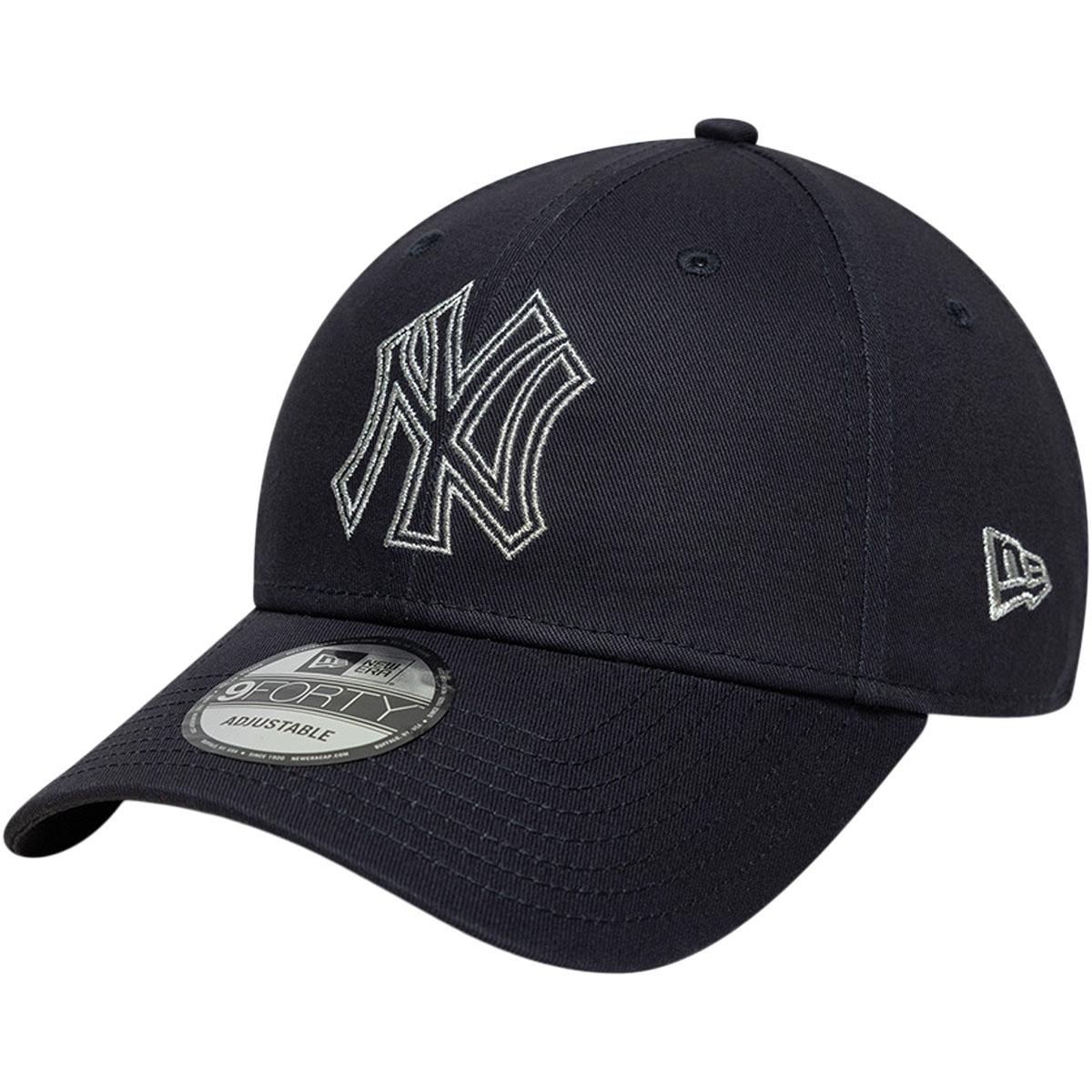 New Era 9FORTY Metallic Outline New York Yankees Strapback Cap Navy