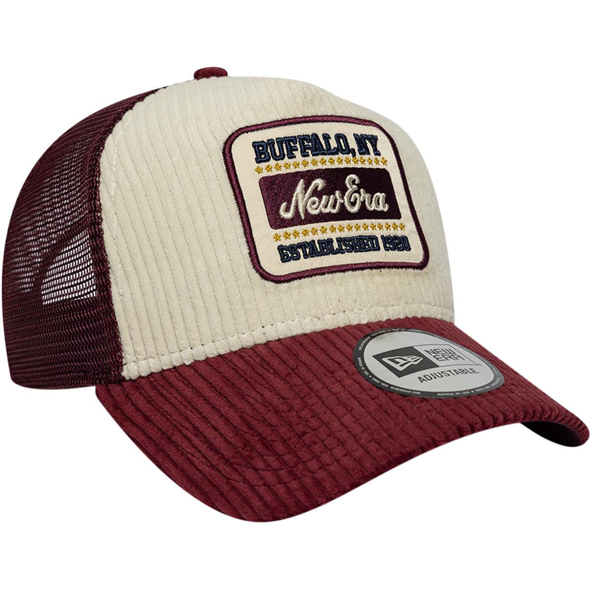 New Era Corduroy Buffalo NY Trucker Snapback Cap Bordeaux/Beige