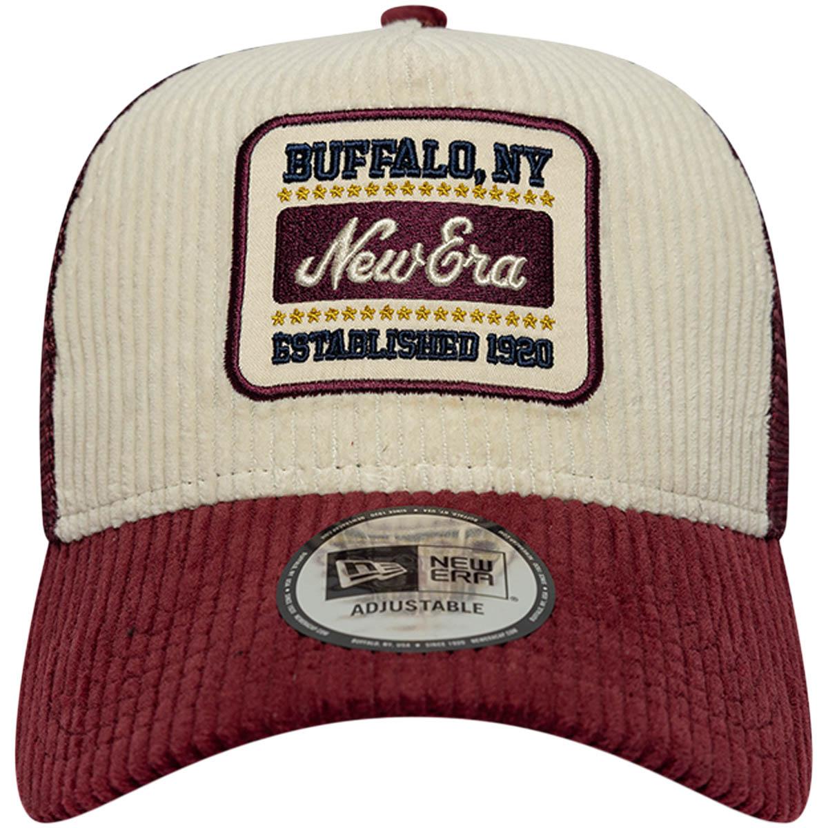 New Era Corduroy Buffalo NY Trucker Snapback Cap Bordeaux/Beige