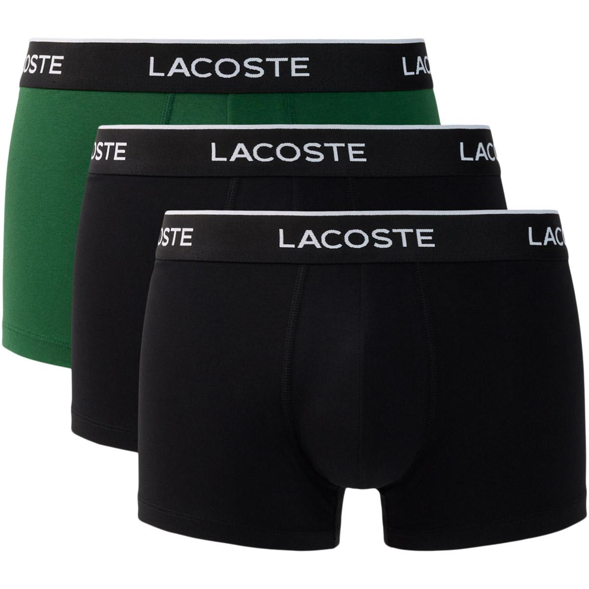 Lacoste Stretch Cotton 3-Pack Underbukser Herre BLACK/GREEN